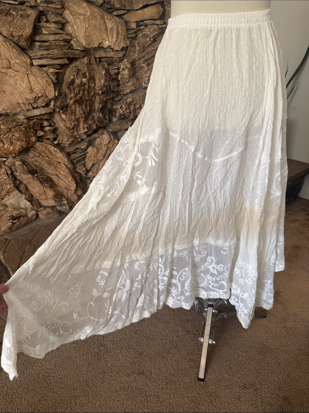 Free People White Tiered Lace Maxi Skirt - Picture 5 of 8
